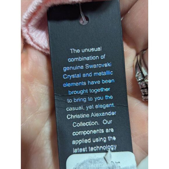 Christine Alexander Pink VNeck Fine Gauge Sweater Authentic Swarovski Crystals S - Picture 6 of 7